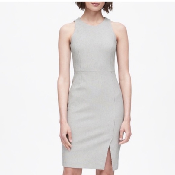 Banana Republic Black Stretch Racer-neck Sheath Dress Size 10